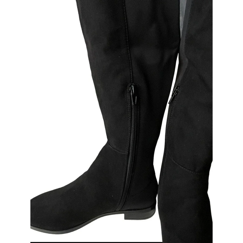 J.Crew NEW Over Knee Boots Microsuede Black Size 7 Stretchy Riding Equestrian